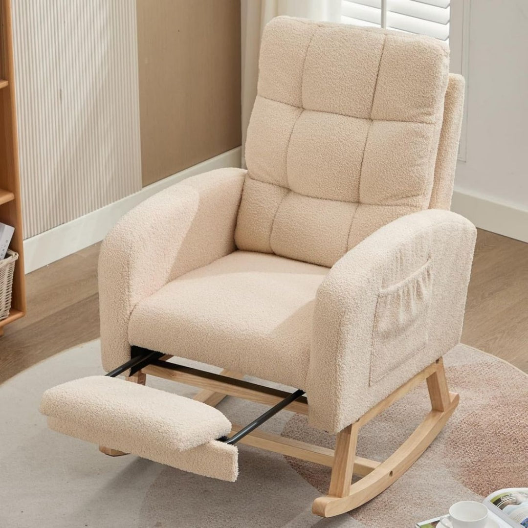 Fauteuil en Bois Massif, Finition Beige