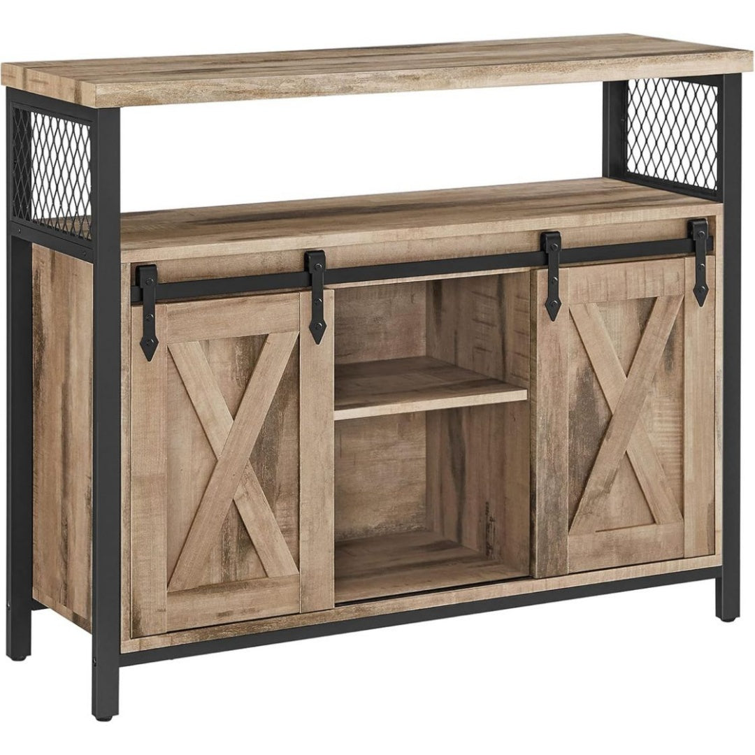 Buffet: Portes coulissantes] Les 2 portes coulissantes, Finition Marron