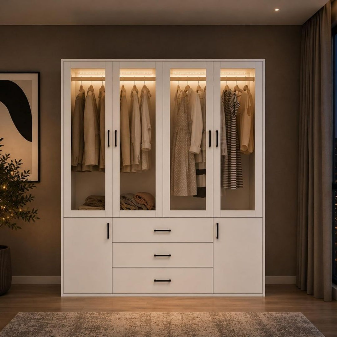 Commode, 130 x 51,8 x 181,5 cm, Couleur Blanc