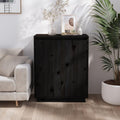 Buffet en Bois de Pin, Finition Noir