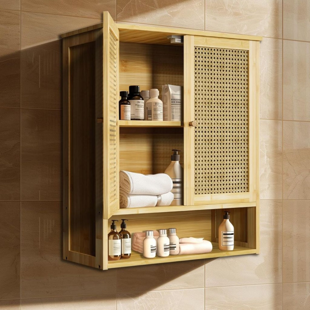 Armoire Suspendue Murale Naturel, Format 59 x 20.5 x 66.5 cm